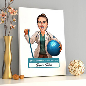  - En Başarılı Kadın Fizik Tedavi Doktoru Karikatürlü Tablo