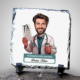 - En Başarılı Erkek Göz Doktoru Karikatürlü Taş Blok