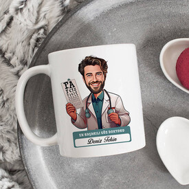 En Başarılı Erkek Göz Doktoru Karikatürlü Kupa Bardak - Thumbnail