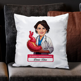  - En Başarılı Kadın Gastroentrolog Karikatürlü Yastık