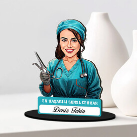 En Başarılı Kadın Genel Cerrahı Karikatürlü Biblo - Thumbnail