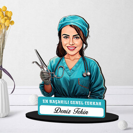  - En Başarılı Kadın Genel Cerrahı Karikatürlü Biblo