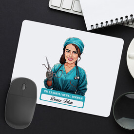 En Başarılı Kadın Genel Cerrahı Karikatürlü Mousepad - Thumbnail
