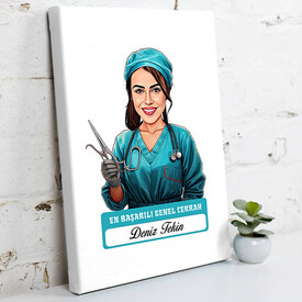 En Başarılı Kadın Genel Cerrahı Karikatürlü Tablo - Thumbnail
