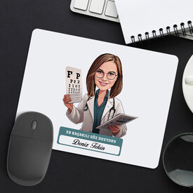 En Başarılı Kadın Göz Doktoru Karikatürlü Mousepad - Thumbnail
