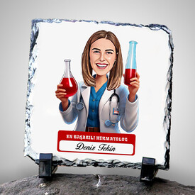  - En Başarılı Kadın Hermatolog Karikatürlü Taş Blok
