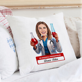 En Başarılı Kadın Hermatolog Karikatürlü Yastık - Thumbnail