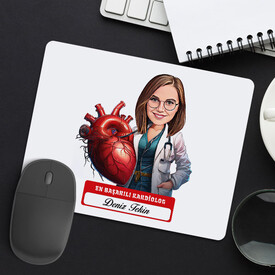 En Başarılı Kadın Kardiolog Karikatürlü Mousepad - Thumbnail