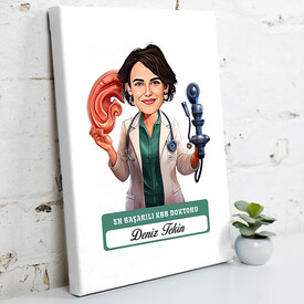 En Başarılı Kadın KBB Doktoru Karikatürlü Tablo - Thumbnail