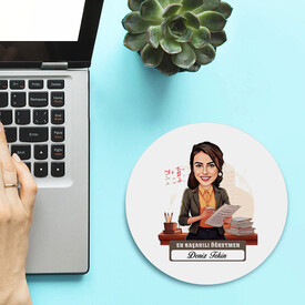  - En Başarılı Kadın Öğretmen Temalı Karikatürlü Mousepad
