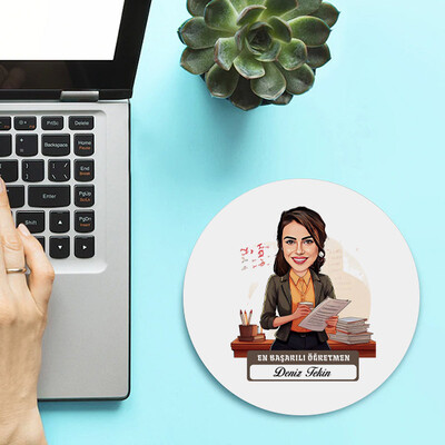  - En Başarılı Kadın Öğretmen Temalı Karikatürlü Mousepad