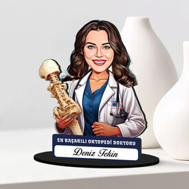 En Başarılı Kadın Ortopedi Doktoru Karikatürlü Biblo - Thumbnail