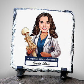  - En Başarılı Kadın Ortopedi Doktoru Karikatürlü Taş Blok