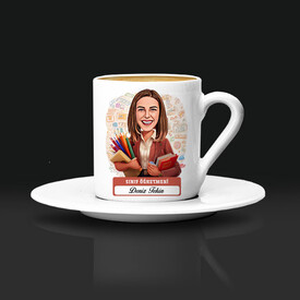  - En Başarılı Kadın Sınıf Öğretmeni Karikatürlü Kahve Fincanı