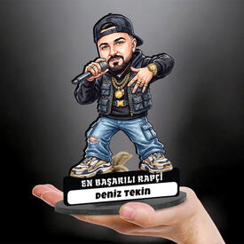 Elektro Gitarist Müzisyen Erkek Karikatürlü Kanvas Tablo - Thumbnail