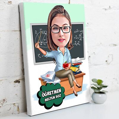  - En Güzel Matematik Öğretmeni Karikatürlü Kanvas Tablo