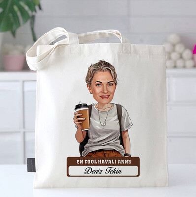  - En Havalı Anne Karikatürlü Bez Çanta