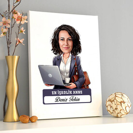  - En İşkolik Anne Karikatürlü Kanvas Tablo