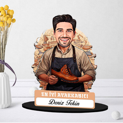  - Kişiye Özel Erkek Ayakkabıcıya Hediye Karikatürlü Biblo