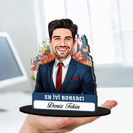 Kişiye Özel Erkek Borsacıya Hediye Karikatürlü Biblo - Thumbnail