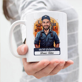 En İyi Erkek Çilingir Karikatürlü ve İsimli Kupa Bardak - Thumbnail