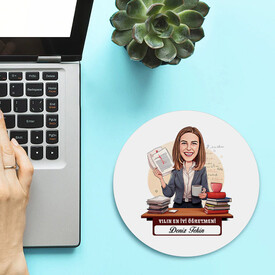  - En İyi Kadın Öğretmen Temalı Karikatürlü Mousepad