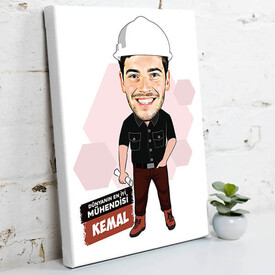 En İyi Mühendis Karikatürlü Kanvas Tablo - Thumbnail