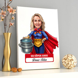  - En Süper Anne Karikatürlü Kanvas Tablo