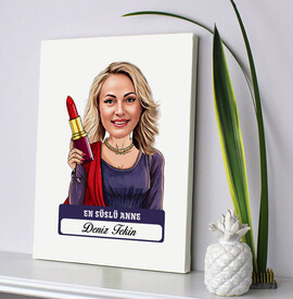 En Süslü Anne Karikatürlü Kanvas Tablo - Thumbnail