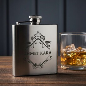  - Erkeğe Hediye Elit İçki Matarası 6 Oz Gümüş