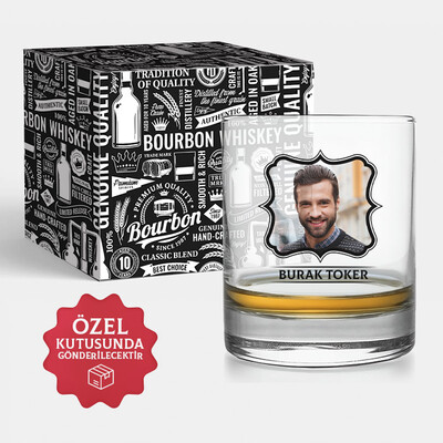  - Erkeğe Hediye Fotoğraflı Viski Kadehi Özel Kutusunda
