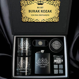 Erkeğe Hediye Golden Diamond Crown Elegan Viski Seti - Thumbnail