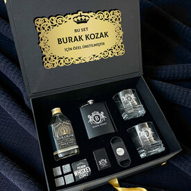 Erkeğe Hediye Golden Diamond Crown Premium Viski Seti - Thumbnail