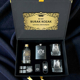 Erkeğe Hediye Golden Diamond Crown Premium Viski Seti - Thumbnail