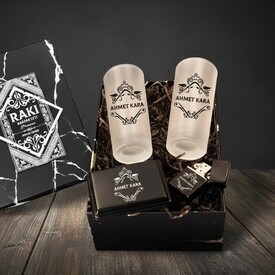  - Erkeğe Hediye İsimli Rakı Bardağı ve Sigara Seti Kutusu