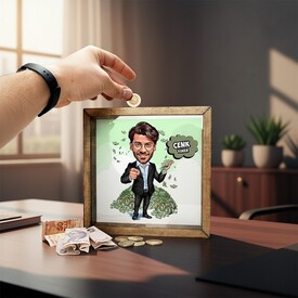  - Erkeğe Hediye Karikatürlü Çerçeveli Kumbara