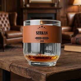  - Erkeğe Hediyelik Taba Deri Kaplama Viski Seti