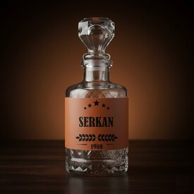  - Erkeğe Hediyelik Taba Deri Kaplama Viski Şişesi