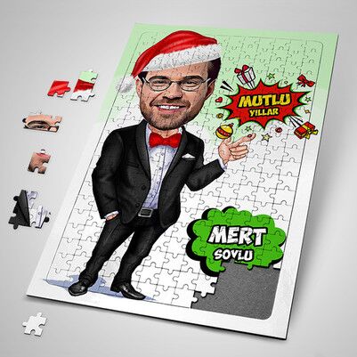  - Erkeğe Mutlu Yıllar Karikatürlü Puzzle