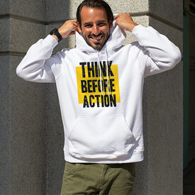 Erkeğe Özel Action Tasarımlı Kapşonlu Sweatshirt - Thumbnail