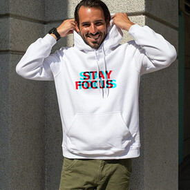  - Erkeğe Özel Stay Focus Tasarımlı Kapşonlu Sweatshirt