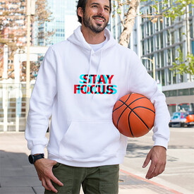Erkeğe Özel Stay Focus Tasarımlı Kapşonlu Sweatshirt - Thumbnail