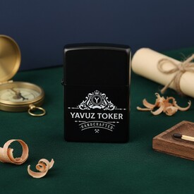  - Erkeğe Tasarım İsimli Metal Siyah Çakmak