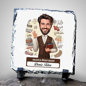  - Erkek Arapça Öğretmeni Temalı Karikatürlü Taş