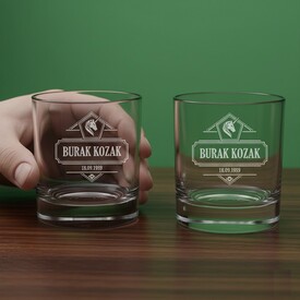  - Erkek Arkadaşa Hediye İsimli ve Tarihli İkili Viski Kadehi
