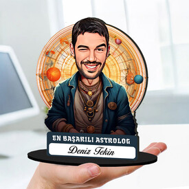 Kişiye Özel Erkek Astrologa Hediye Karikatürlü Biblo - Thumbnail