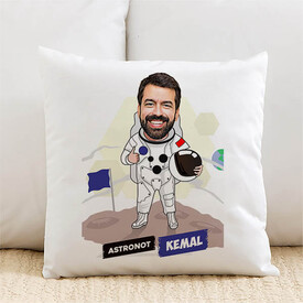 Erkek Astronot Karikatürlü Yastık - Thumbnail