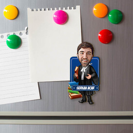Erkek Avukat Karikatürlü Buzdolabı Magneti - Thumbnail