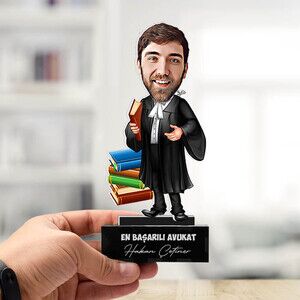 Erkek Avukat Kişiye Özel Karikatürlü Biblo - Thumbnail