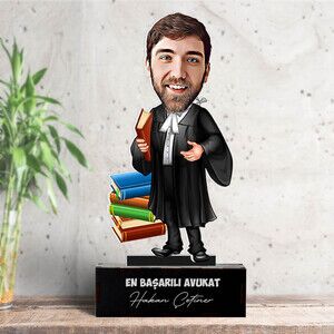 Erkek Avukat Kişiye Özel Karikatürlü Biblo - Thumbnail